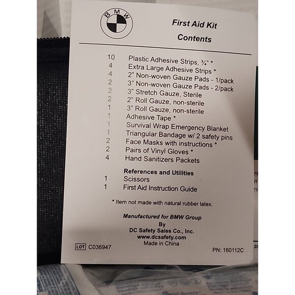 BMW Factory Original Emergency First Aid Kit - All Models 82111469062 MINI oem - Picture 4 of 4